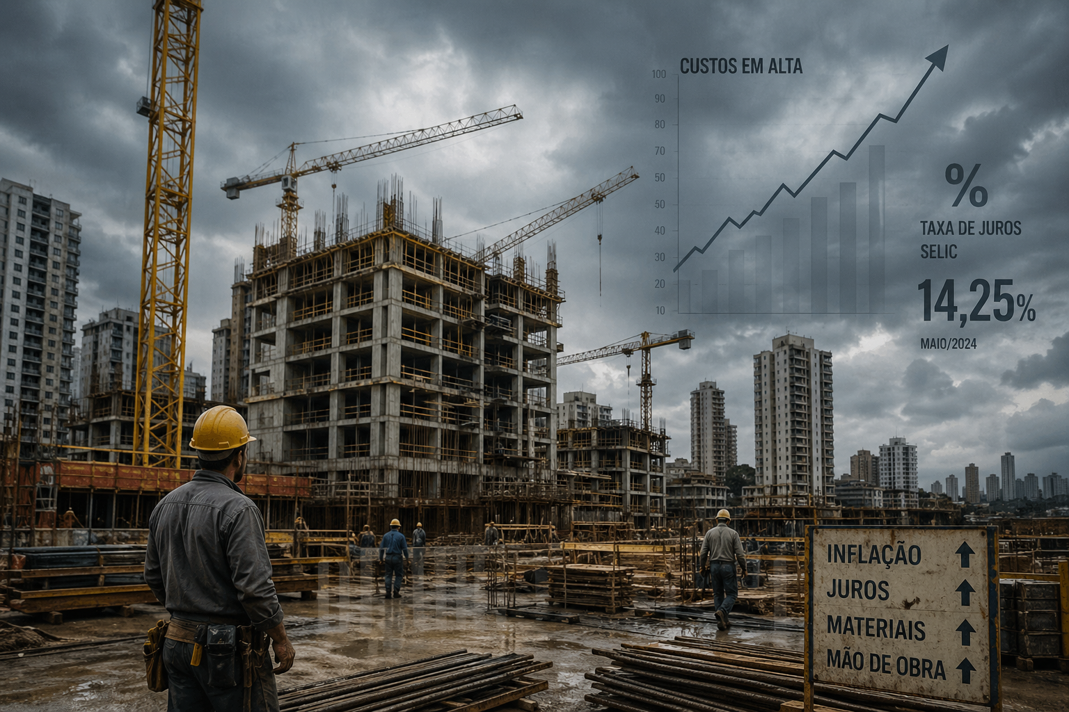“Canteiro de obras no Brasil com aumento de custos e impacto dos juros na construção civil”